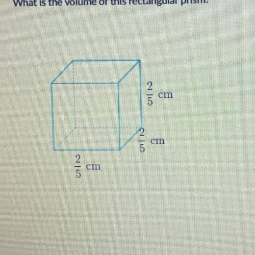 What is the volume of this rectangular prism?

2
cm
5
2
cm
5
2
cm
5