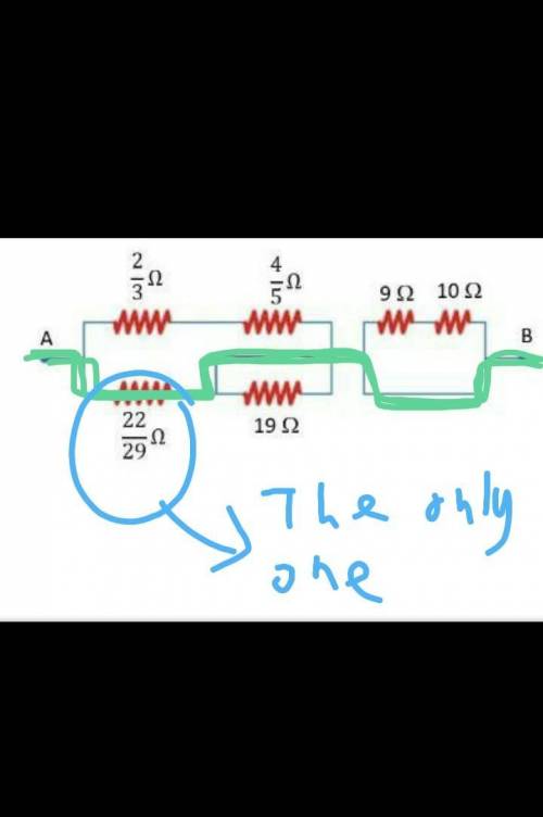 What is the equivalent resistance between terminals A and B, measured in ohms?