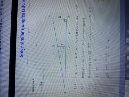Answer for Solve similars triangles advanced solve for x