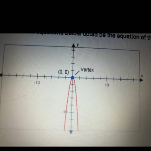 Which of the equations below could be the equation of this parabola?

A. x=4y^2
B. y=4x^2
C. y=-4x