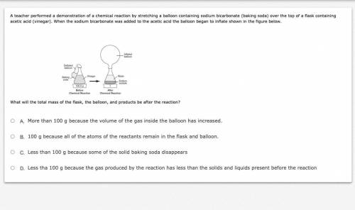 What will the total mass of the flask, the balloon, and products be after the reaction?
