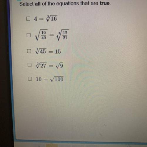 Select all of the equations that are true