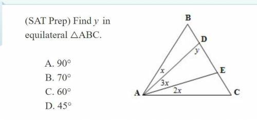 Find y in equilateral triangle ABC