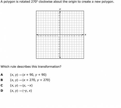 Pleaseeee help meeeee. A polygon is rotated 270o clockwise about the origin to create a new polygon