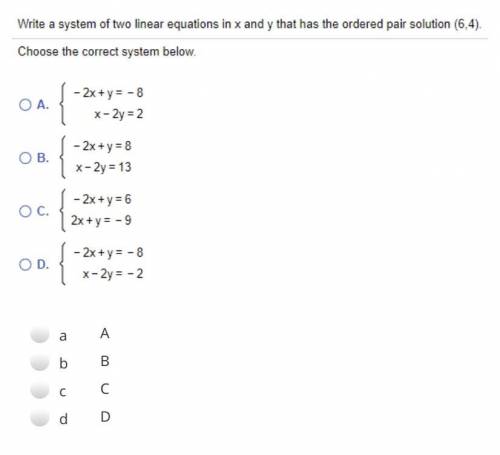 PLS HELP. Write a system of two linear equations in x and y that has the ordered pair solution (6,4