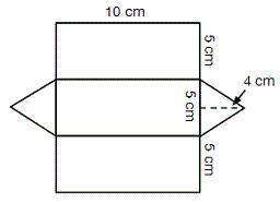 The net of a triangular prism and its dimensions are shown in the diagram.

What is the total surf