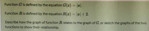Describe how the graph of function R relates to the graph of G.​