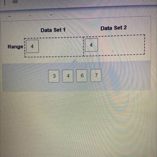 Drag and drop the range of each data set into the boxes.