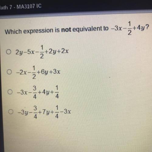 Which expression is NOT equivalent to -3x-1/2+4y?