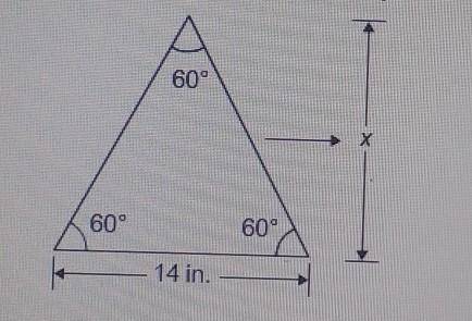 What is the height, x, of the equilateral triangle? A.

inchesB.inchesC.inchesD.inchesE.inches​