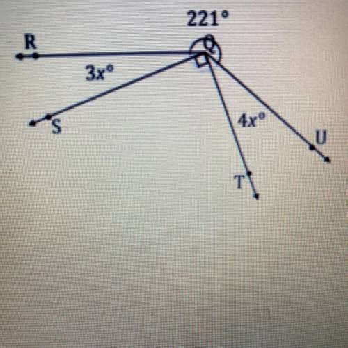 Write an equation for the angle relationship shown in the figure and solve for x. Find the measures
