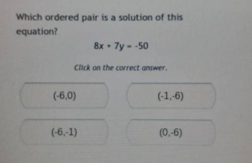 Which ordered pair is a solution of this equation ​