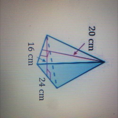 Find the surface area of the equilateral triangular pyramid.

720 cm2
912 cm2
1,104 cm2
1,824 cm2