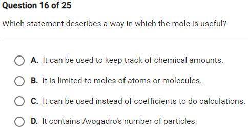 Which statement describes a way in which a mole is useful