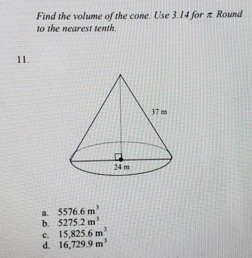 Find the volume of the cone.​