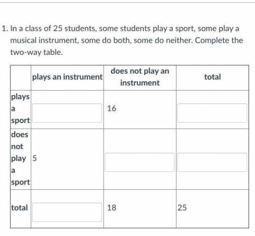 In a class of 25 students, some students play a sport, some play a musical instrument, some do both