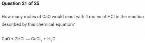 How many moles of CaO would react with 4 moles of HCl in the reaction described by this chemical eq