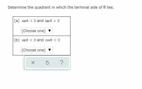 Determine the quadrant in which the terminal side of theta lies.