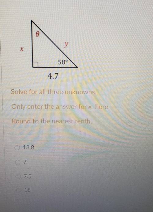 Another solving right triangles problem, please solve for X and Y thank you ​