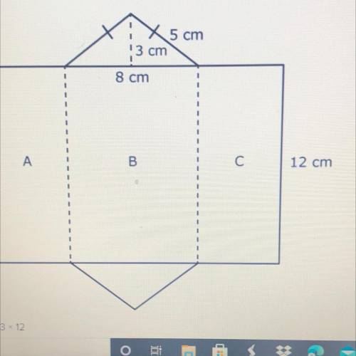 Which expression will help you find the area of the triangular base?

A: 3•12
B: 8•3
C: 1/2•8•3
D: