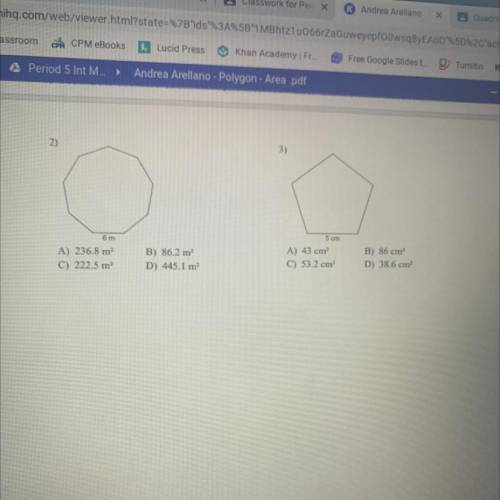 I need help with finding the area of these 2 shapes