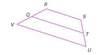 Q and T are the midpoints of the legs, RV and SU , of trapezoid RSUV. If RS=3y+12, QT=y+25, and UV=