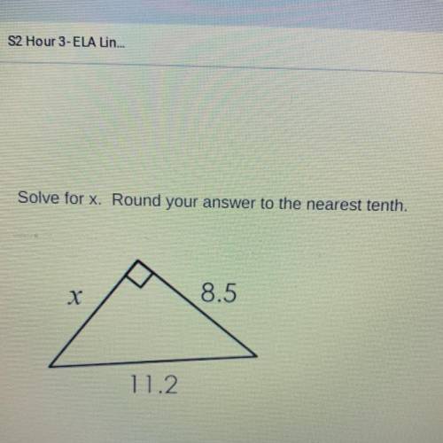 Solve for x. Round your answer to the nearest tenth.
X
8.5
11.2