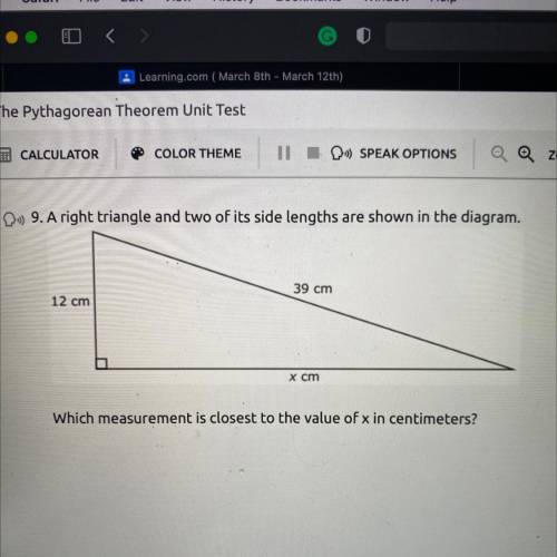 The Pythagorean Theorem Unit Test

E CALCULATOR
COLOR THEME
ITO SPEAK OPTIONS
© ZOOM
9. A right tr