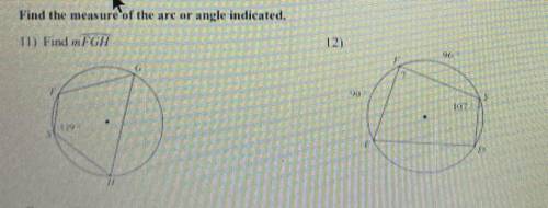 Find the measure of the arc or angel indicated