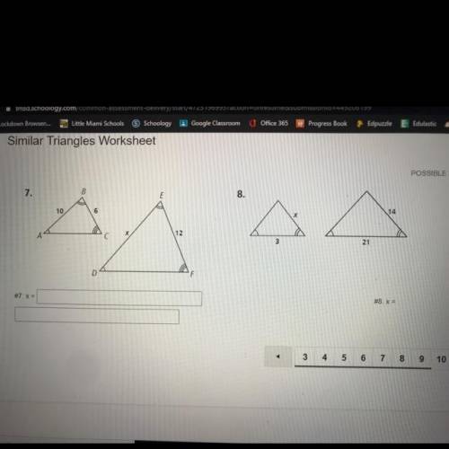 Solve for x in both triangles