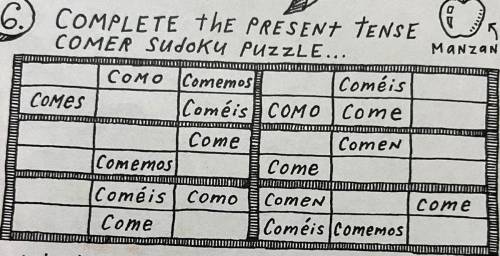 COMPLETE thE PRESENT TENSE C
COMER Sudoku puzzle
