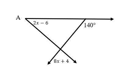 Find the value of x , then find the measure of angle A ( show your work ).