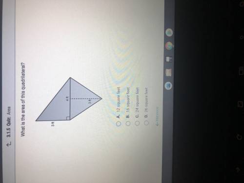 (HELP PLEASE HELP)What is the area of this quadrilateral?

A. 12 square feetB. 16 s