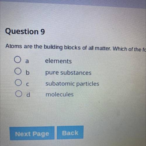 Atoms are the building blocks of all matter. which of the following are the building blocks of atom