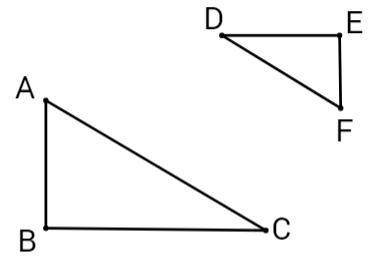 In the right triangles below, triangle ABC ~ triangle FED and EF = 4, DE = 6. What is the ratio for