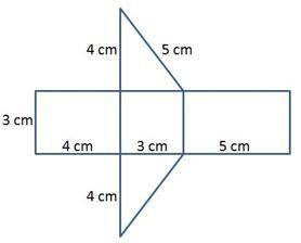 The net of a triangular prism is shown below. What is the total surface area of the triangular pris