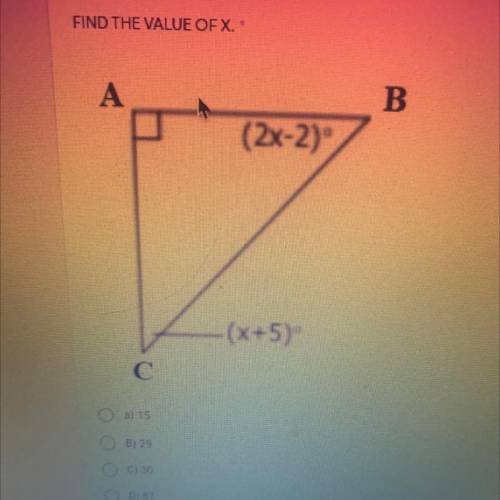 FIND THE VALUE OF X.