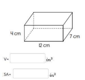 Whats the Volume and Surface area of the given image.