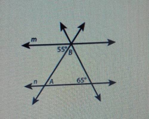 Lines M and N are parrallel. which are the angle measures of angle A and angle B?

A. m<A=45°,