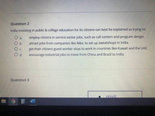 India investing in public in college education for its citizens can best be described as trying to: