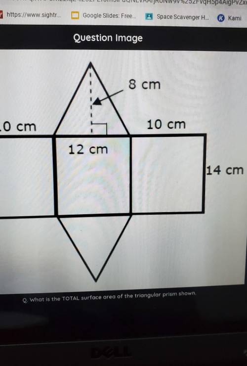 What is the total surface area shown. It is a triangular prism ​