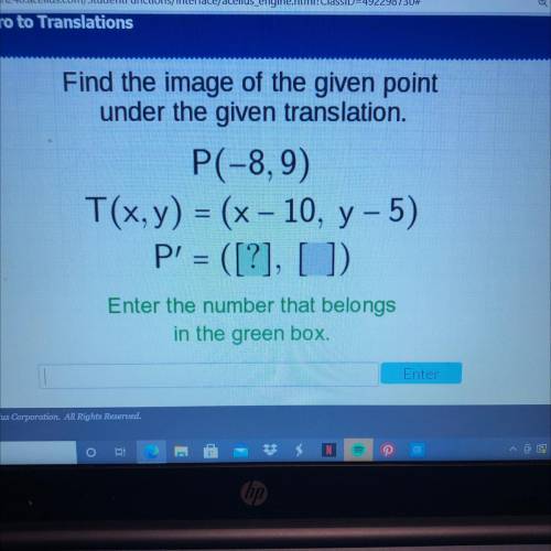 Find the image of the given point
under the given translation.