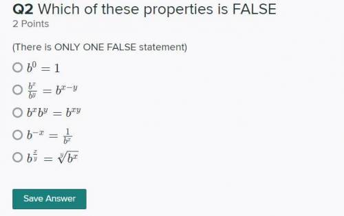 Which of these properties is FALSE?