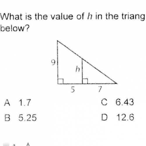 What is the value of h in the triangle below?