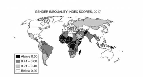 The map above displays the inequality between men and woman on a global scale. Based on a compariso