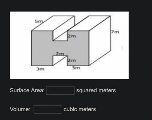What are the surface area and volume of the following shape?