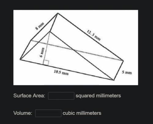 What are the surface area and volume of the following shape?