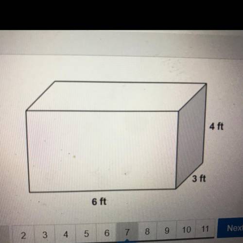 What is the surface area of the right rectangular prism?
Enter your answer in the box
ft?