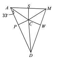 If C is the incenter of ∆AMD, m∠A M C = 3 x + 6 and m∠ DMC= 8 x − 49.

find ∠ M A D , find m∠ADM a