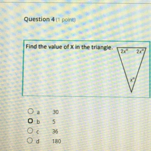 What's the value of x in the triangle?